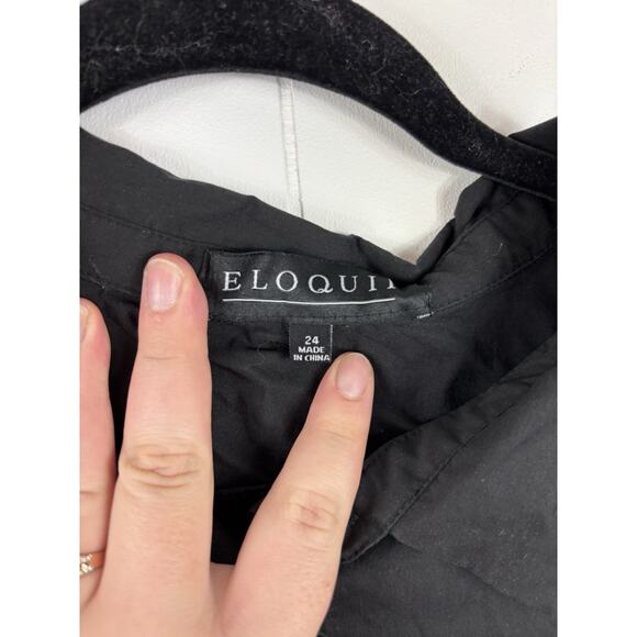 Eloquii Plus Sz 24 Black Button Up Open Sides Capsule Midi Dress Open Back - Picture 2 of 8